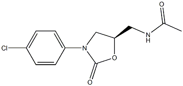 (5R)-5-アセチルアミノメチル-3-[4-クロロフェニル]オキサゾリジン-2-オン 化学構造式