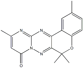 2,6,6,10-Tetramethyl-6H,8H-7,7a,11,12-tetraaza-5-oxabenzo[a]anthracen-8-one Struktur