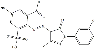 2-[1-(m-Chlorophenyl)-3-methyl-5-oxo-2-pyrazolin-4-ylazo]-5-sodiosulfobenzoic acid Struktur