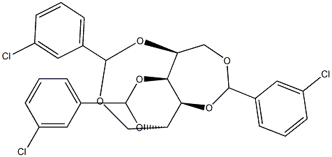 1-O,5-O:2-O,4-O:3-O,6-O-Tris(3-chlorobenzylidene)-L-glucitol 结构式