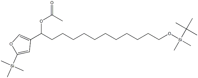 Acetic acid 1-[5-(trimethylsilyl)-3-furyl]-12-(tert-butyldimethylsiloxy)dodecyl ester 结构式