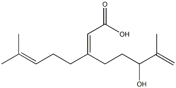 (2Z)-6-Hydroxy-3-(4-methyl-3-pentenyl)-7-methyl-2,7-octadienoic acid Structure