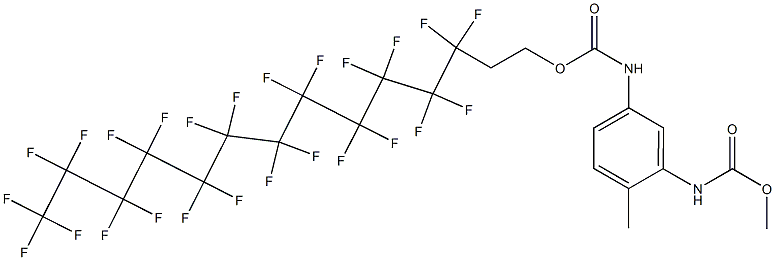 2-メトキシカルボニルアミノ-4-[(3,3,4,4,5,5,6,6,7,7,8,8,9,9,10,10,11,11,12,12,13,13,14,14,14-ペンタコサフルオロテトラデシル)オキシカルボニルアミノ]トルエン 化学構造式