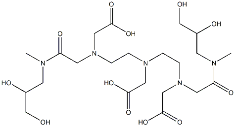 6-Carboxymethyl-3,9-bis[N-(2,3-dihydroxypropyl)-N-methylcarbamoylmethyl]-3,6,9-triazaundecanedioic acid 结构式