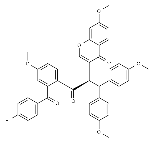3-[(R)-1-[Bis(4-methoxyphenyl)methyl]-2-(4-methoxy-2-(4-bromobenzoyl)phenyl)-2-oxoethyl]-7-methoxy-4H-1-benzopyran-4-one