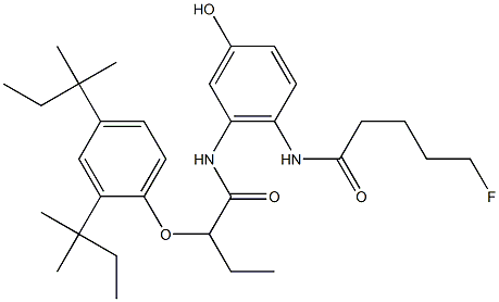 4-(5-フルオロペンタノイルアミノ)-5-[2-(2,4-ジ-tert-アミルフェノキシ)ブチリルアミノ]フェノール 化学構造式
