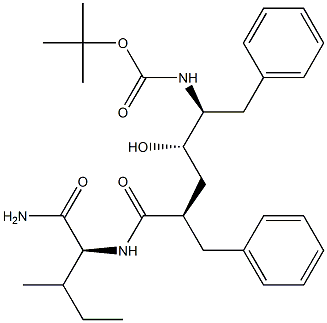 (2S)-2-[[(2R,4S,5S)-5-(tert-Butoxycarbonylamino)-2-benzyl-4-hydroxy-6-phenylhexanoyl]amino]-3-methylpentanamide 结构式