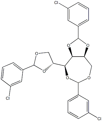 1-O,2-O:3-O,6-O:4-O,5-O-Tris(3-chlorobenzylidene)-L-glucitol Structure