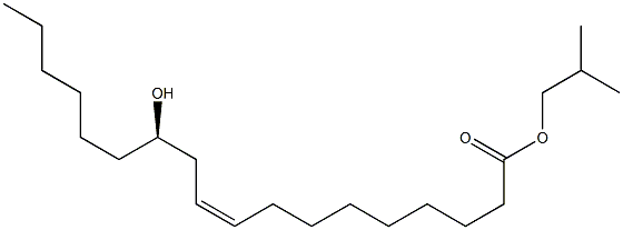(9Z,12R)-12-ヒドロキシ-9-オクタデセン酸イソブチル 化学構造式