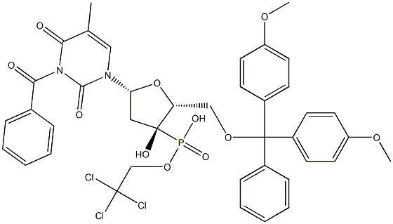 5'-O-[Bis(4-methoxyphenyl)(phenyl)methyl]-3-benzoylthymidine 3'-phosphonic acid (2,2,2-trichloroethyl) ester Structure