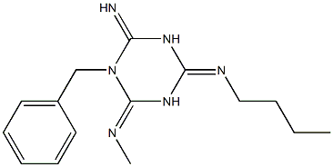 Hexahydro-1-benzyl-6-(methylimino)-4-(butylimino)-2-imino-1,3,5-triazine 结构式