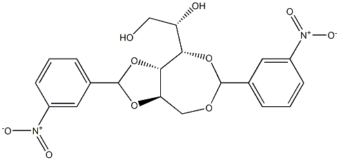 1-O,4-O:2-O,3-O-Bis(3-nitrobenzylidene)-L-glucitol Struktur
