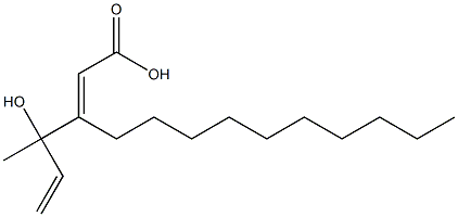 (E)-3-(1-ヒドロキシ-1-メチルアリル)-2-トリデセン酸 化学構造式