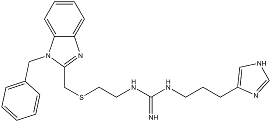 4-[3-[[Imino[[2-[(1-benzyl-1H-benzimidazol-2-yl)methylthio]ethyl]amino]methyl]amino]propyl]-1H-imidazole Struktur
