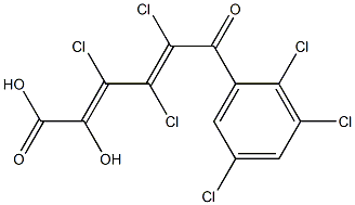 (2E,4E)-2-ヒドロキシ-3,4,5-トリクロロ-6-オキソ-6-(2,3,5-トリクロロフェニル)-2,4-ヘキサジエン酸 化学構造式