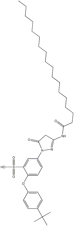 3-オクタデカノイルアミノ-1-[3-スルホ-4-(4-tert-ブチルフェノキシ)フェニル]-2-ピラゾリン-5-オン 化学構造式