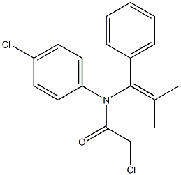 N-(1-フェニル-2-メチル-1-プロペニル)-N-(4-クロロフェニル)-2-クロロアセトアミド 化学構造式