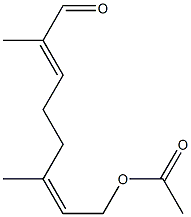 酢酸(2Z)-3,7-ジメチル-8-オキソ-2,6-オクタジエニル 化学構造式