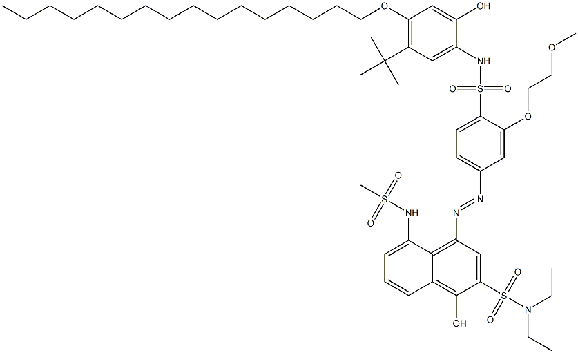 4-[4-[(5-tert-Butyl-4-hexadecyloxy-2-hydroxyphenyl)aminosulfonyl]-3-(2-methoxyethoxy)phenylazo]-1-hydroxy-5-methylsulfonylamino-N,N-diethyl-2-naphthalenesulfonamide Struktur