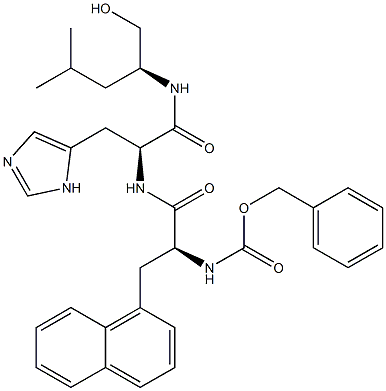 (2S)-2-[[N-[(2S)-2-[(Benzyloxycarbonyl)amino]-3-(naphthalen-1-yl)propionyl]-L-histidyl]amino]-4-methyl-1-pentanol Struktur