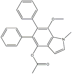 4-Acetoxy-5-phenyl-6-phenyl-7-methoxy-1-methyl-1H-indole 结构式