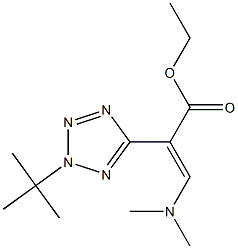(E)-3-(Dimethylamino)-2-[2-tert-butyl-2H-tetrazol-5-yl]acrylic acid ethyl ester Struktur