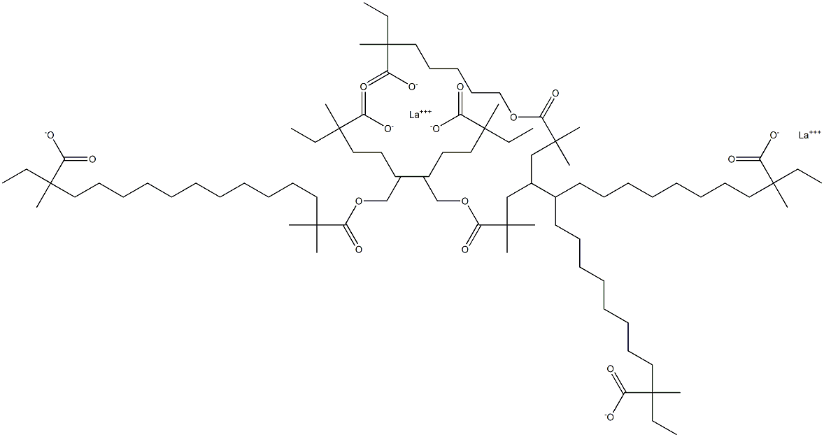 ランタン2,2-ジメチルオクタノアート=ビス(2-エチル-2-メチルヘプタノアート) 化学構造式
