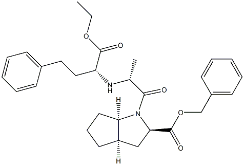 (2R,3AR,6AR)-1-[(R)-2-((R)-1-ETHOXYCARBONYL-3-PHENYL-PROPYLAMINO)-PROPIONYL]-OCTAHYDRO-CYCLOPENTA[B]PYRROLE-2-CARBOXYLIC ACID BENZYL ESTER Struktur