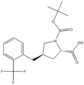 反式-N-BOC-4-[2-(三氟甲基)苄基]-L-脯氨酸,,结构式