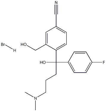 4-[4-(Dimethylamino)-1-(4-fluorophenyl)-1-hydroxybutyl]-3-(hydroxymethyl)-phenylcyanide hydrobromide 化学構造式