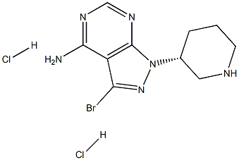 (R)-3-bromo-1-(piperidin-3-yl)-1H-pyrazolo[3,4-d]pyrimidin-4-amine dihydrochloride Struktur