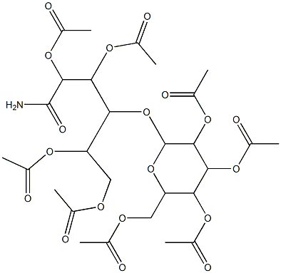 3,4-di(acetyloxy)-1-[1-(acetyloxy)-2-amino-2-oxoethyl]-2-({3,4,5-tri(acetyloxy)-6-[(acetyloxy)methyl]tetrahydro-2H-pyran-2-yl}oxy)butyl acetate Structure