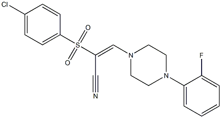 (E)-2-[(4-chlorophenyl)sulfonyl]-3-[4-(2-fluorophenyl)piperazino]-2-propenenitrile Struktur