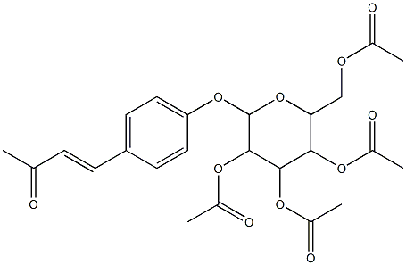 3,5-di(acetyloxy)-2-[(acetyloxy)methyl]-6-[4-(3-oxobut-1-enyl)phenoxy]tetrahydro-2H-pyran-4-yl acetate 化学構造式