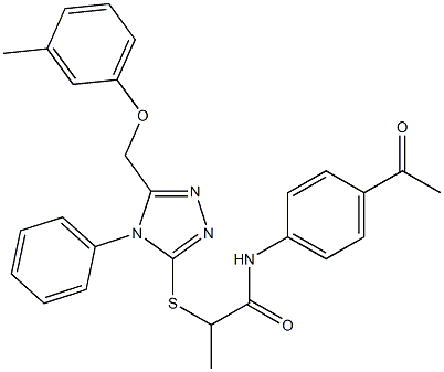 N-(4-acetylphenyl)-2-({5-[(3-methylphenoxy)methyl]-4-phenyl-4H-1,2,4-triazol-3-yl}sulfanyl)propanamide Structure