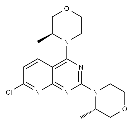 (3S,3'S)-4,4'-(7-chloropyrido[2,3-d]pyriMidine-2,4-diyl)bis(3-MethylMorpholine) 化学構造式