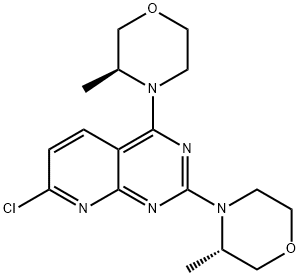 (3S,3'S)-4,4'-(7-chloropyrido[2,3-d]pyriMidine-2,4-diyl)bis(3-MethylMorpholine) 化学構造式