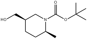 1-Piperidinecarboxylic acid, 5-(hydroxymethyl)-2-methyl-, 1,1-dimethylethyl ester, (2S,5R)-, 1009377-06-3, 结构式