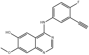 4-((3-ethynyl-4-fluorophenyl)amino)-7-methoxyquinazolin-6-ol, 1012057-64-5, 结构式