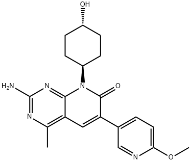 2-amino-8-((1r,4r)-4-hydroxycyclohexyl)-6-(6-methoxypyridin-3-yl)-4-methylpyrido[2,3-d]pyrimidin-7(8H)-one, 1013099-42-7, 结构式