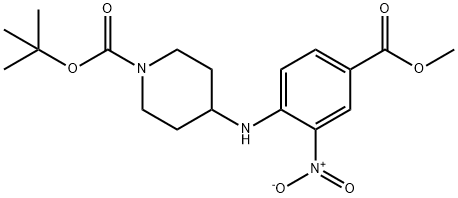 叔丁基4-(4-甲氧基羰基)-2-硝基苯氨基)哌啶-1-羧酸盐, 1037833-88-7, 结构式