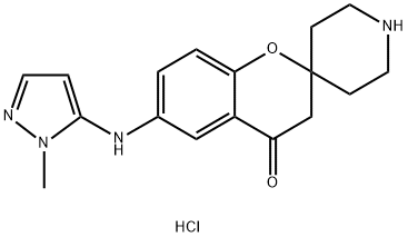 6-((1-methyl-1H-pyrazol-5-yl)amino)spiro[chroman-2,4'-piperidin]-4-one hydrochloride 结构式