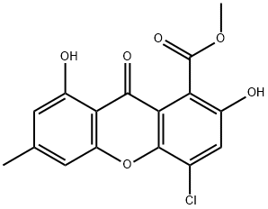 4-Chloro-2,8-dihydroxy-6-methyl-9-oxo-9H-xanthene-1-carboxylic acid methyl ester Structure
