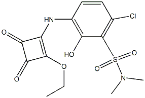 6-chloro-3-(2-ethoxy-3,4-dioxocyclobut-1-enylamino)-2-hydroxy-N,N-dimethylbenzenesulfonamide Structure