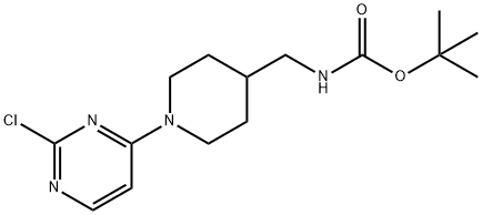 Carbamic acid, N-[[1-(2-chloro-4-pyrimidinyl)-4-piperidinyl]methyl]-, 1,1-dimethylethyl ester Structure