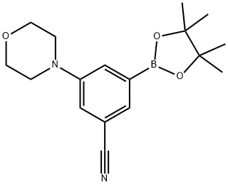 3-吗啉代-5-(4,4,5,5-四甲基-1,3,2-二氧杂硼杂环戊烷-2-基)苯甲腈, 1129541-04-3, 结构式
