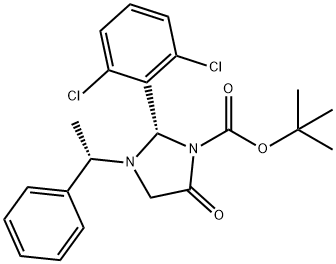 (S)-2-(2,6-二氯苯基)-5-氧代-3-[(S)-1-苯乙基]咪唑啉-1-羧酸叔丁酯 结构式