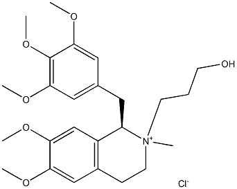Isoquinolinium, 1,2,3,4-tetrahydro-2-(3-hydroxypropyl)-6,7-dimethoxy-2-methyl-1-[(3,4,5-trimethoxyphenyl)methyl]-, chloride, (1R)- (9CI), 117676-61-6, 结构式