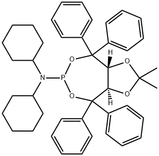 (3aR,8aR)-N,N-dicyclohexyltetrahydro-2,2-dimethyl-
4,4,8,8-tetraphenyl-1,3-Dioxolo[4,5-e][1,3,2]dioxaphosphepin-6-
amine Structure
