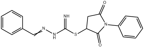 2,5-dioxo-1-phenyl-3-pyrrolidinyl 2-benzylidenehydrazinecarbimidothioate,119521-57-2,结构式